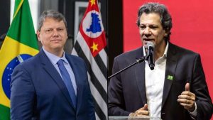 Governador Tarcísio de Freitas em destaque, representando sua liderança nas intenções de voto para a disputa eleitoral de São Paulo em 2026, conforme levantamento da Paraná Pesquisas.