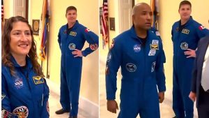 homem aborda astronautas da missão Artemis II e diz que não foram ao espaço