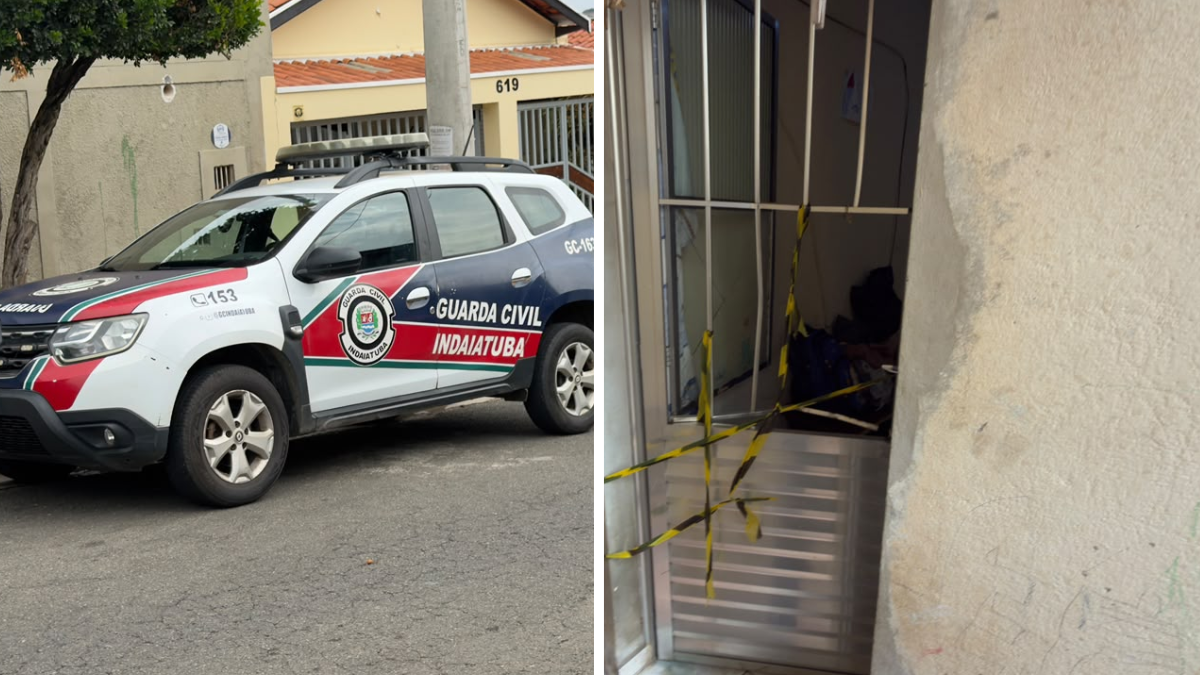 Viatura da Guarda Civil Municipal de Indaiatuba estacionada durante atendimento de ocorrência de tentativa de feminicídio.