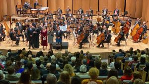 Músicos da Orquestra Sinfônica Municipal de Campinas durante concerto em celebração aos 70 anos da Academia Campinense de Letras no Centro de Convivência Cultural.