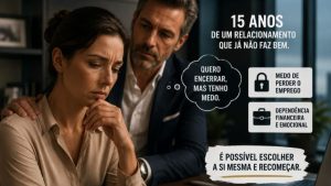 Representação de ambiente corporativo e jurídico abordando as consequências legais e direitos trabalhistas em casos de relacionamento amoroso com o chefe.