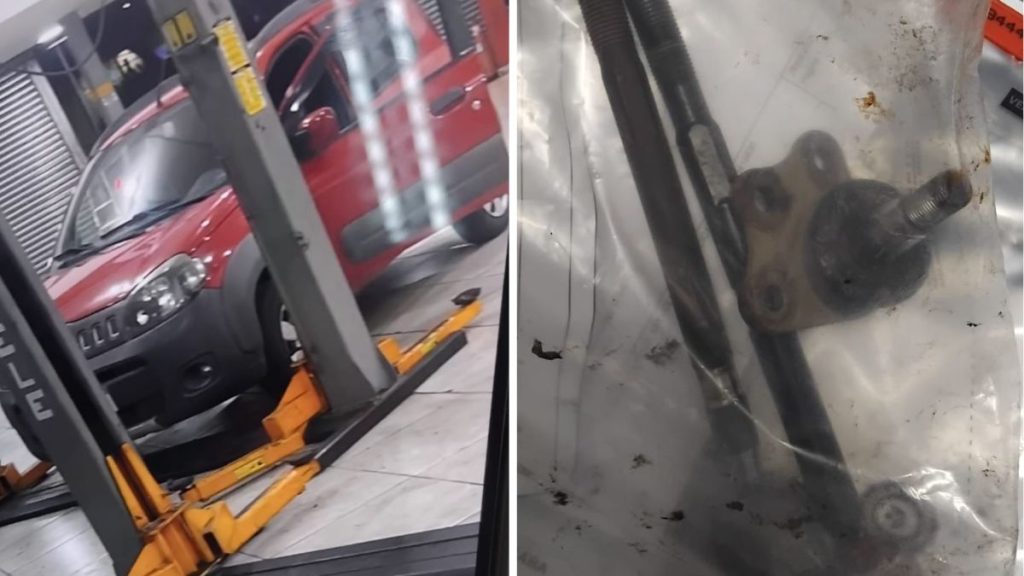 Peças automotivas substituídas em veículo sob perícia da Polícia Civil durante investigação de golpe em oficina de Piracicaba.