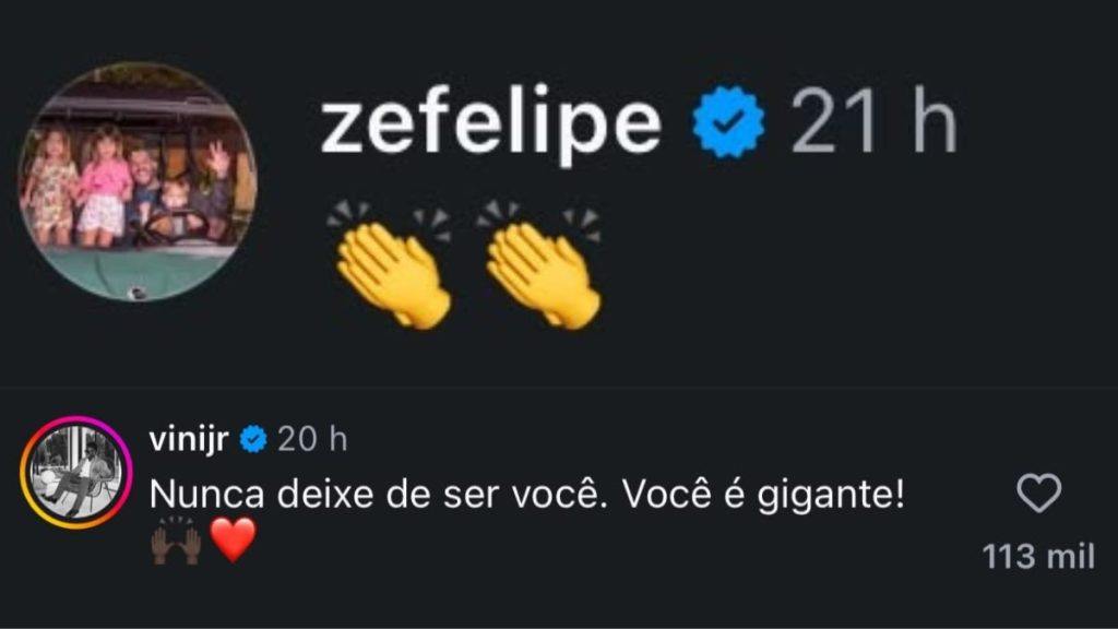 Zé Felipe e Vini Jr. reagem a desabafo de Vriginia após ataques a influenciadora Imagem/reprodução