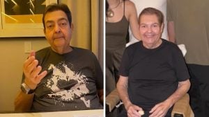 O apresentador Fausto Silva, o Faustão, sorrindo frontalmente, ilustrando a notícia sobre sua recuperação e alta hospitalar após procedimento médico.
