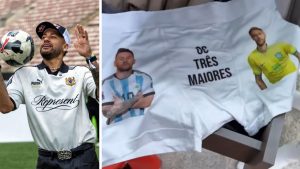 Vídeo: Neymar mostra foto com Messi em cueca e frase: 'Os três maiores'. Foto: Reprodução / Instagram @neymarjr / Youtube Cris Guedes