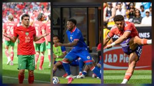 Representação da Seleção Brasileira e seus adversários do Grupo C, Marrocos, Haiti e Escócia, para a fase de grupos da Copa do Mundo de 2026.