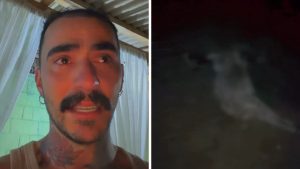 Influenciador Mayk Leão emocionado em sua fazenda em Campo Largo, Paraná, após a morte de sua cabra Margarida e relatos de perseguição.