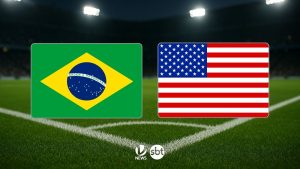 Jogadoras das seleções de futebol feminino de Brasil e EUA em disputa de bola durante partida amistosa na Arena Castelão.