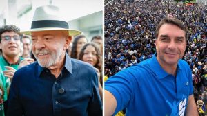 Quaest mostra Lula com 44% contra 38% de Flávio Bolsonaro no 2º turno. Fotos: Reprodução / Ricardo Stuckert / PR / Agência Brasil / Instagram @flaviobolsonaro