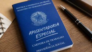 Trabalhador em ambiente industrial analisando documentos, representando o impacto da decisão do STF sobre a retirada da idade mínima para a aposentadoria especial.