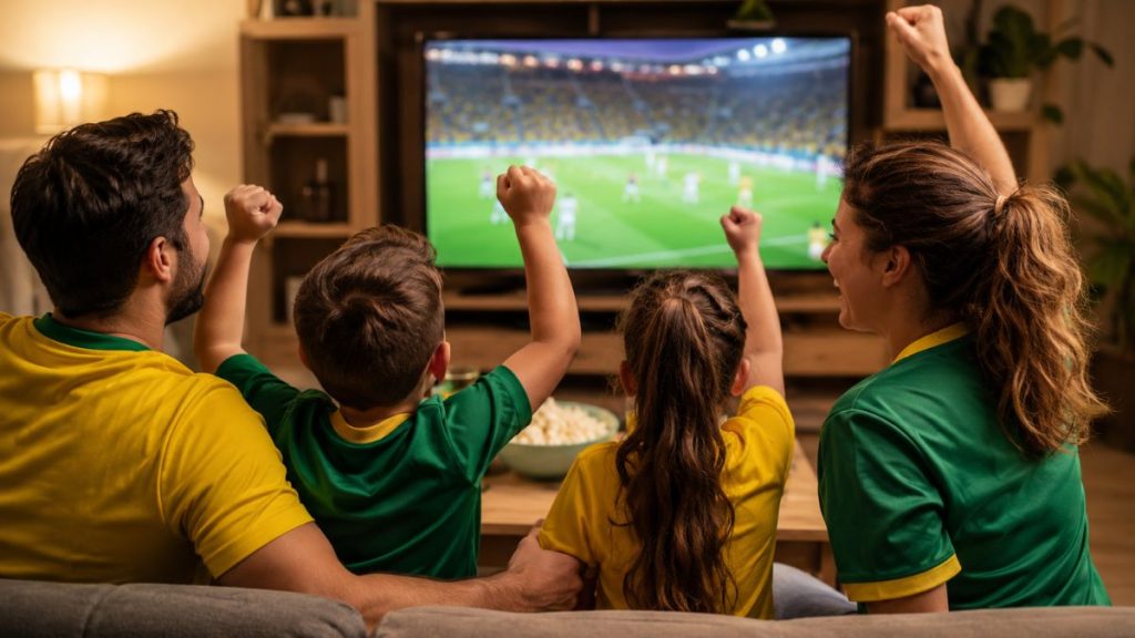 Copa do Mundo pode ajudar no desenvolvimento infantil e fortalecer laços familiares. Foto: Gerada por IA