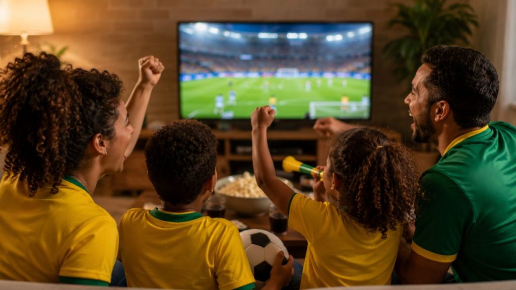 Copa do Mundo pode ajudar no desenvolvimento infantil e fortalecer laços familiares. Foto: Gerada por IA