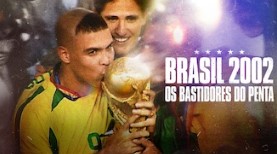 Bastidores e comemoração dos jogadores da Seleção Brasileira na conquista do Penta em 2002, do documentário Brasil 2002.