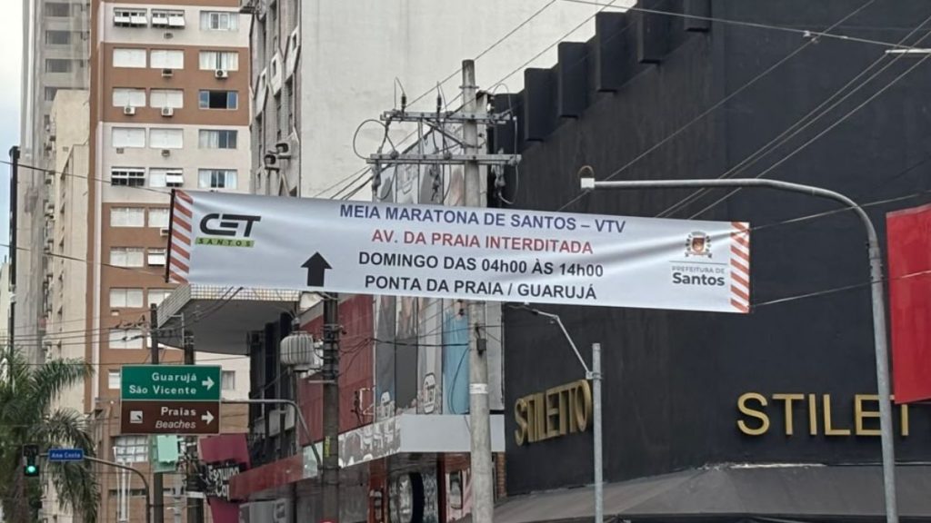 Interdição de vias para a Meia de Santos 2026