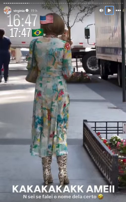 Virginia encontra Anna Wintour. A influenciadora acabou rindo da forma como pronunciou o sobrenome da jornalista.