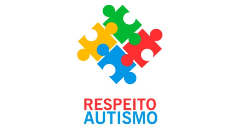 Imagem com símbolo colorido em formato de peças de quebra-cabeça e texto “Respeito Autismo”, reforçando a mensagem de Orgulho Autista em apoio e conscientização.