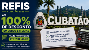 Cubatão amplia prazo do Refis com até 100% de desconto em dívidas municipais