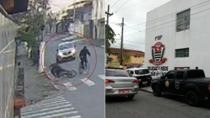 Vídeo mostra ciclista atirando na cabeça de trabalhador em São Vicente