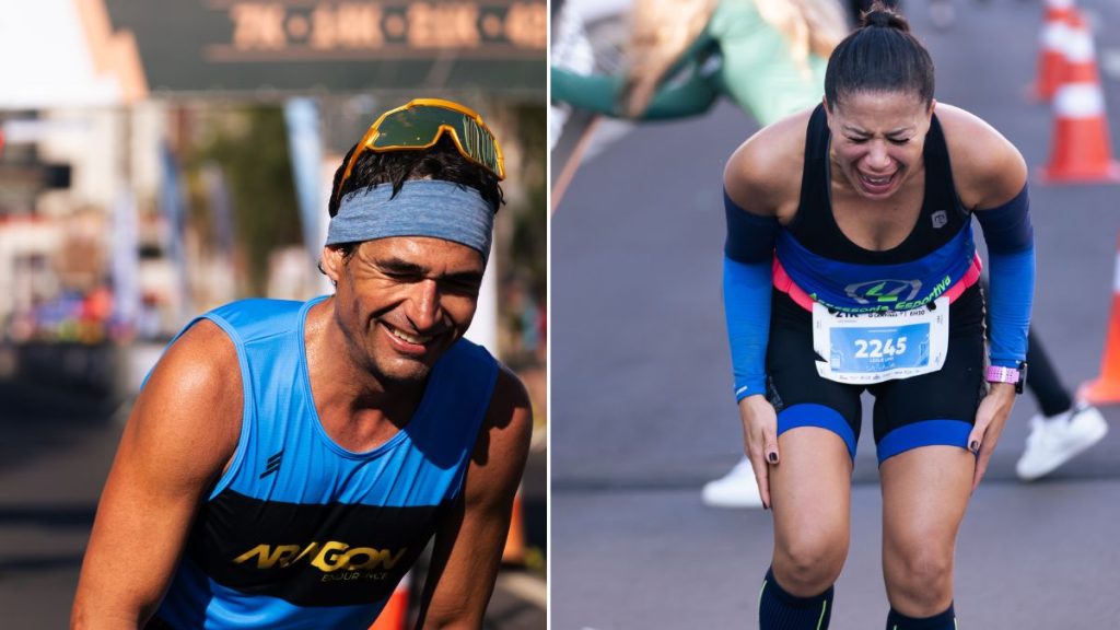 Atletas de corrida de rua emocionados e feliz representando a 8º edição da Maratona de Campinas