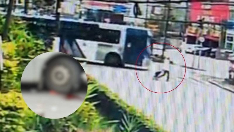 Idosa tem perna amputada após ser atropelada por ônibus em São Vicente; VÍDEO