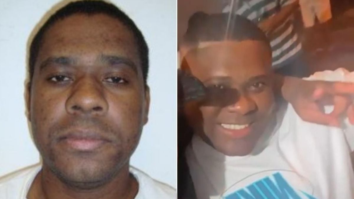 Foto de identificação de um homem condenado por envolvimento em morte de policial militar em adega no litoral de São Paulo, com imagem dividida lado a lado.