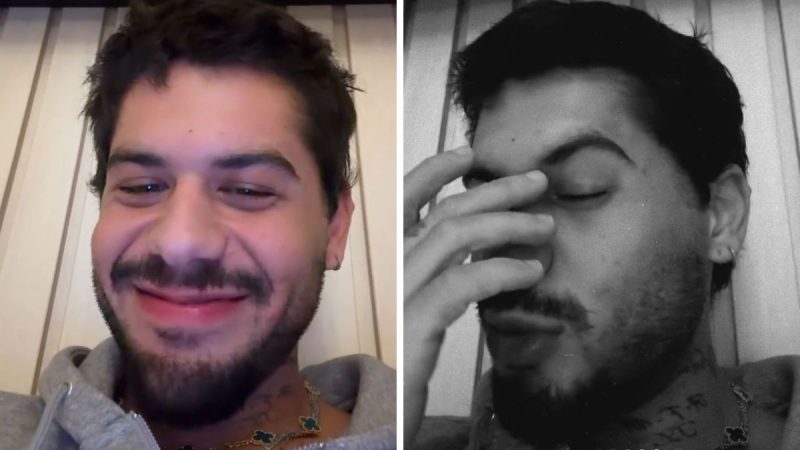 Zé Felipe em vídeo falando diretamente para a câmera em imagem dividida, sorrindo em um lado e fazendo gesto no rosto no outro, em foto com clima de comentário sobre críticas à Seleção.
