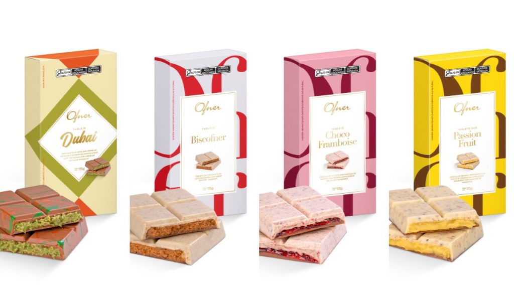 Dubai: pistache e massa crocante de kadayf; Turquia: tâmaras com chocolate 50% cacau; Índia: chocolate branco com especiarias chai; Pérsia: avelã e biscoito caramelizado; Sicília: chocolate trufado com laranja italiana.