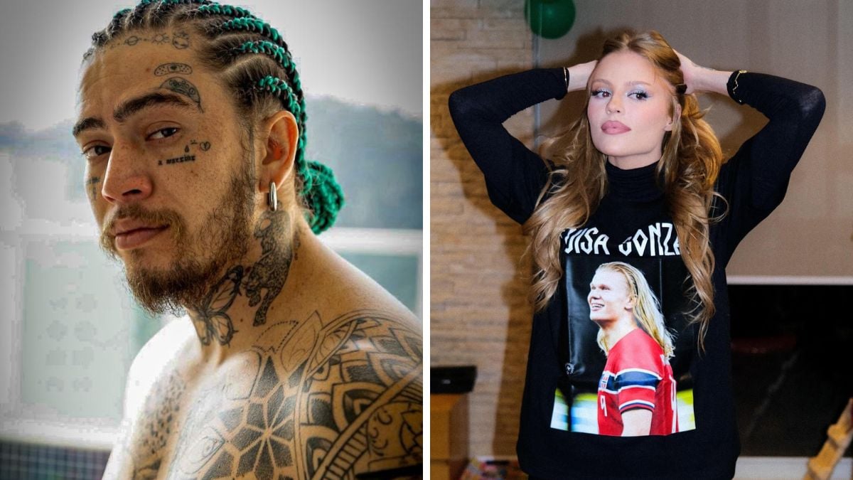 Whindersson Nunes aparece em duas imagens: à esquerda, com barba e tatuagens, olhando de lado; à direita, Luísa Sonza posa com as mãos na nuca em frente ao ambiente interno, em clima de polêmica na internet.