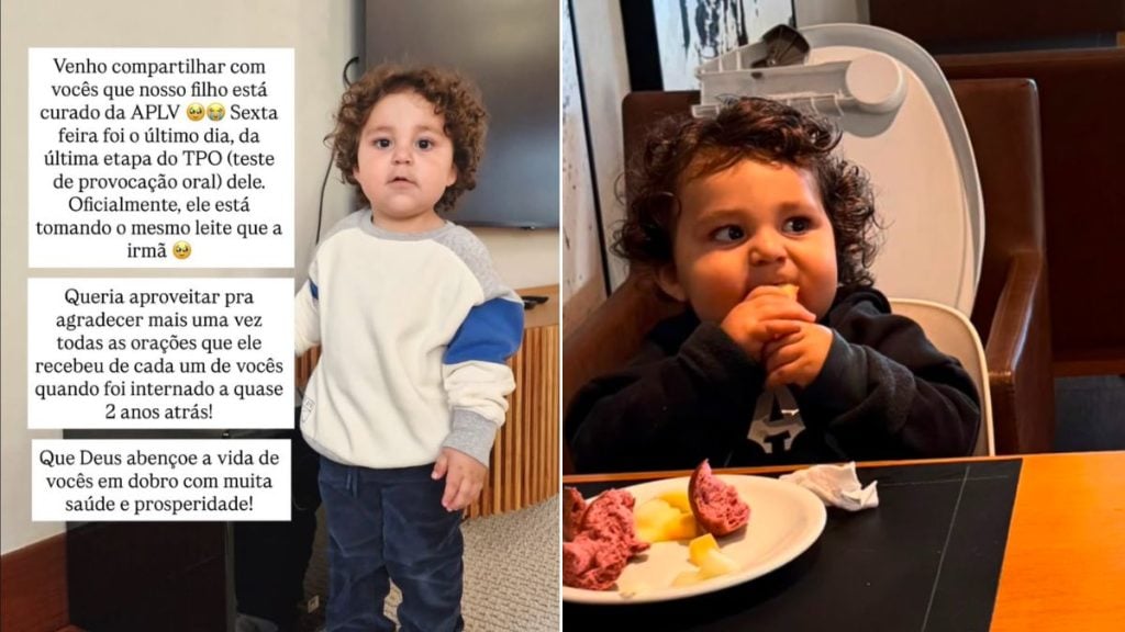 Viih Tube compartilha no Instagram atualização sobre a cura do filho após polêmica no reality, com fotos do bebê em casa e texto de mensagem.