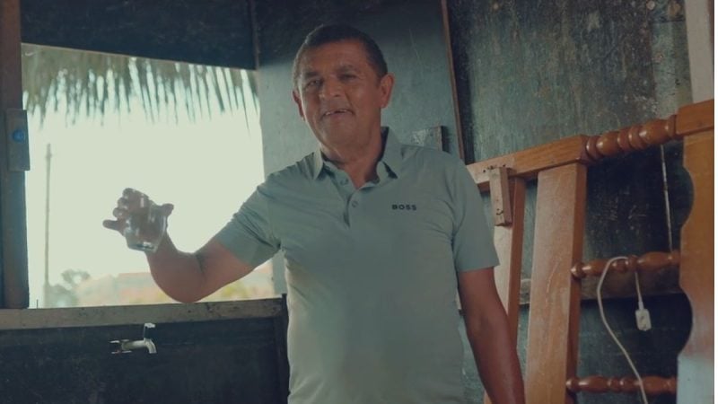 Aparecido Isidoro comenta sobre a chegada de água encanada na comunidade Portelinha em São Vicente