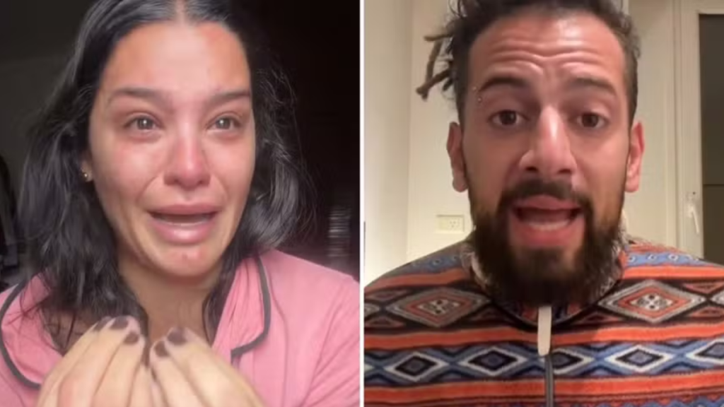 Gabriella Augusto e Cartolouco em imagens de redes sociais; Gabriella afirmou que voltou a sentir medo após o pronunciamento de Cartolouco sobre violência doméstica.