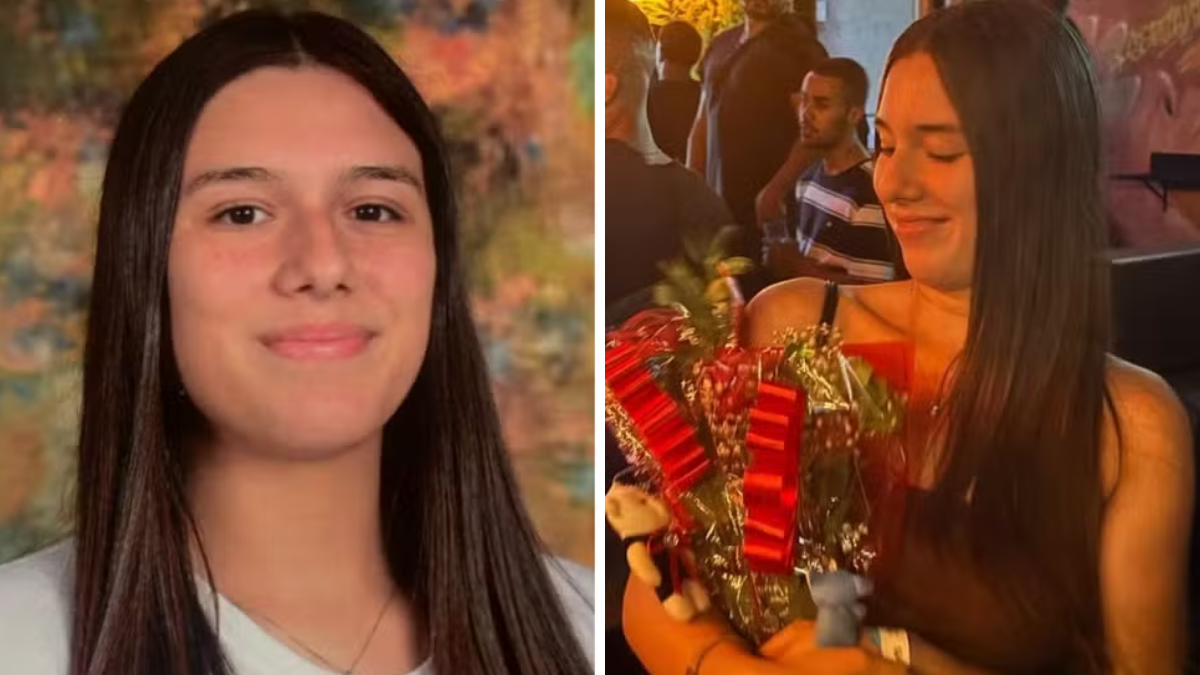 Foto composta com retrato de uma jovem em imagem de perfil e, ao lado, a mesma jovem em evento segurando troféu e usando vestido. Contexto de reportagem sobre acidente com Porsche e corpo não liberado em Campinas.