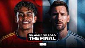 Vó Bahiana e a previsão para a final da Copa do Mundo: montagem com dois jogadores ao fundo e faixa “FIFA World Cup 2026: The Final”, destacando o palpite para o confronto final.