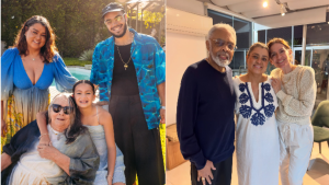 Preta Gil aparece em fotos com familiares e amigos em ambiente externo e interno, em imagens que destacam sua intimidade em documentário.