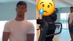 importunação sexual em academia: Homem é flagrado se masturbando enquanto observa uma mulher em academia, em um vídeo. A cena mostra o homem em primeiro plano e, ao fundo, o ambiente da academia.