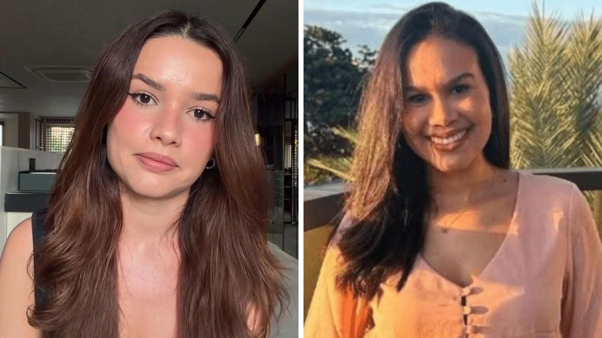 Juliette comenta, em imagens de vídeo, a condenação de um homem que matou sua amiga com 34 facadas; aparecem fotos da cantora em dois enquadramentos distintos, uma no ambiente interno e outra ao ar livre.