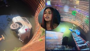 Carro cai obra Sabesp: Carro cai em obra da Sabesp em Santos: imagens mostram veículo submerso em vala e uma jovem em depoimento, ligada ao caso com morte de passageira.