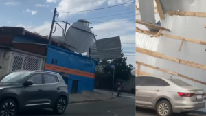 Danos ventos região de Campinas: Rajadas de vento danificam construções e telhados em Campinas e cidades da região, com placas e materiais soltos após a tempestade.
