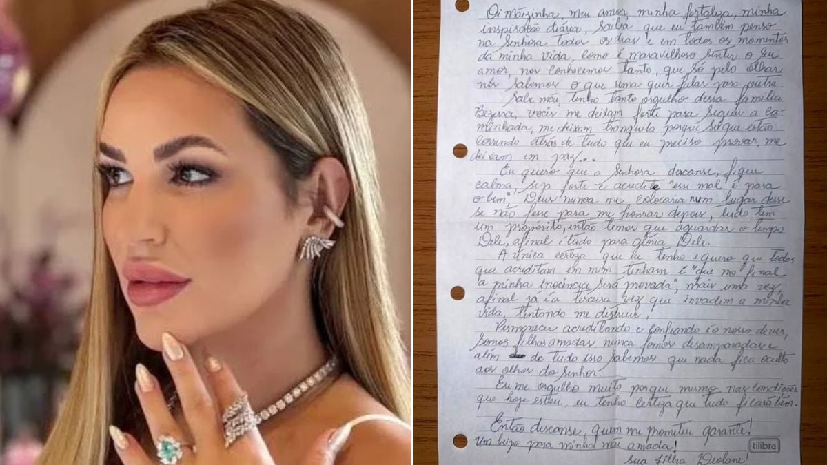 Deolane Bezerra escreve carta para a mãe da cadeia