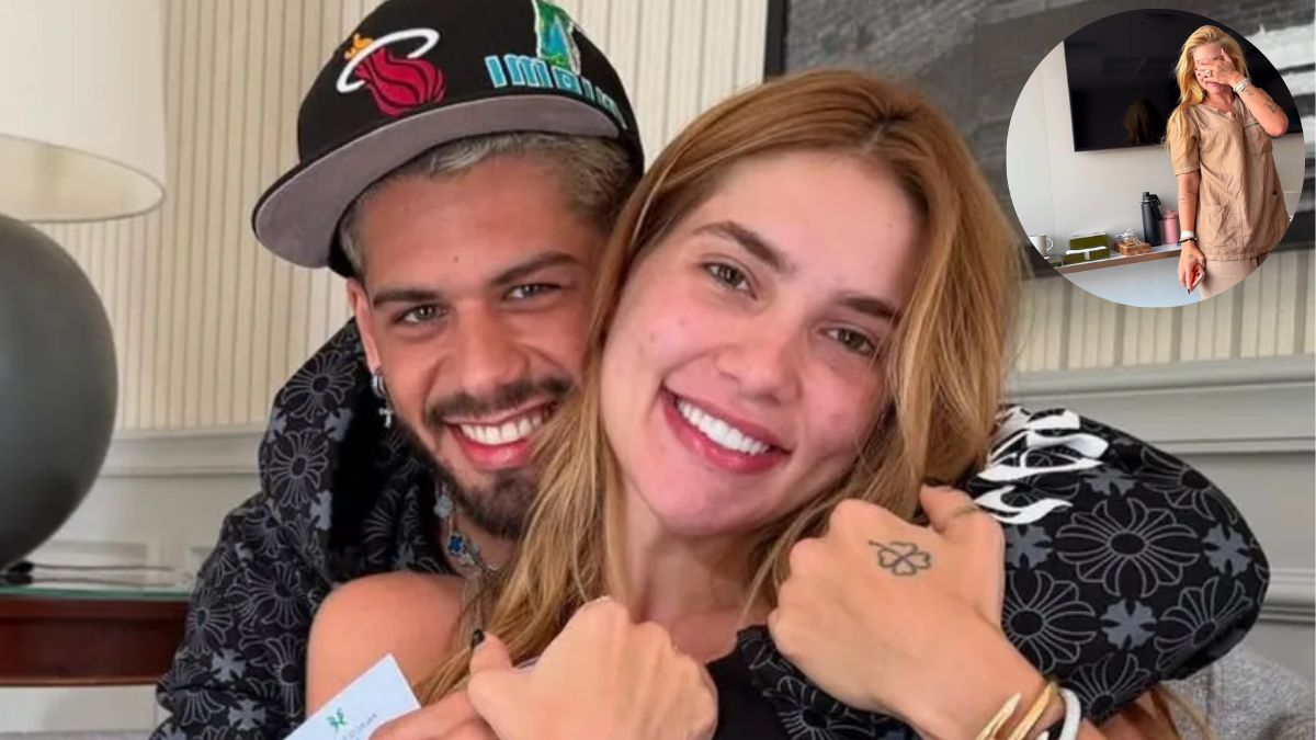 Zé Felipe e Virginia aparecem sorrindo e brincando em um hospital, com Zé Felipe abraçado ao lado de Virginia; cenário interno com detalhes de espera e foto em recorte ao fundo.