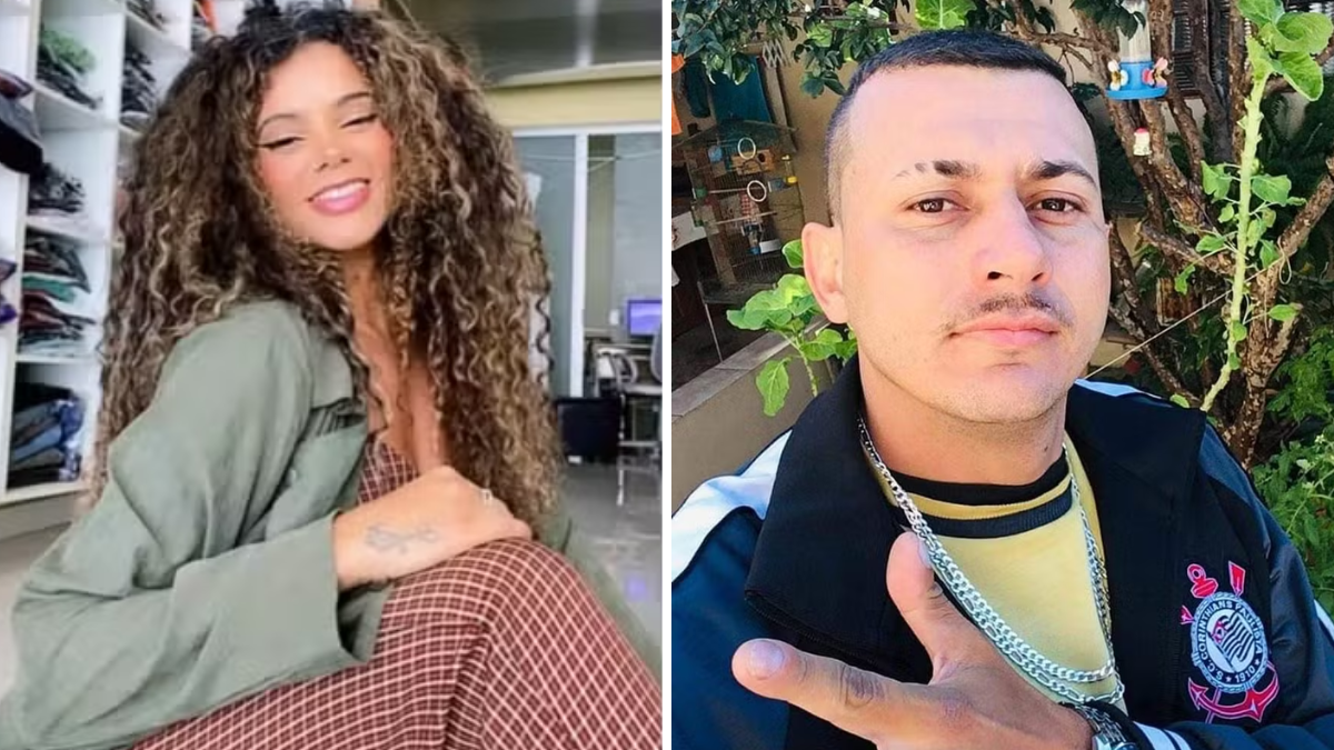 Colagem com foto de duas pessoas: à esquerda uma mulher com cabelo cacheado sorrindo, e à direita um homem em foto externa. A notícia cita suspeita de feminicídio em Valinhos e diz que o suspeito aguardou a casa ficar vazia antes de enviar foto da vítima ao filho.