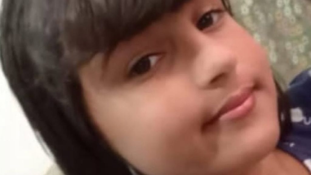 Close de um rosto de criança em foto de reprodução, sem elementos gráficos adicionais, em contexto de reportagem sobre Menina morta em Peruíbe.