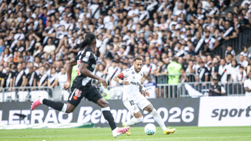 Neymar em ação contra o Vasco em partida no qual o Thiago Mendes não comprimentou o Neymar.