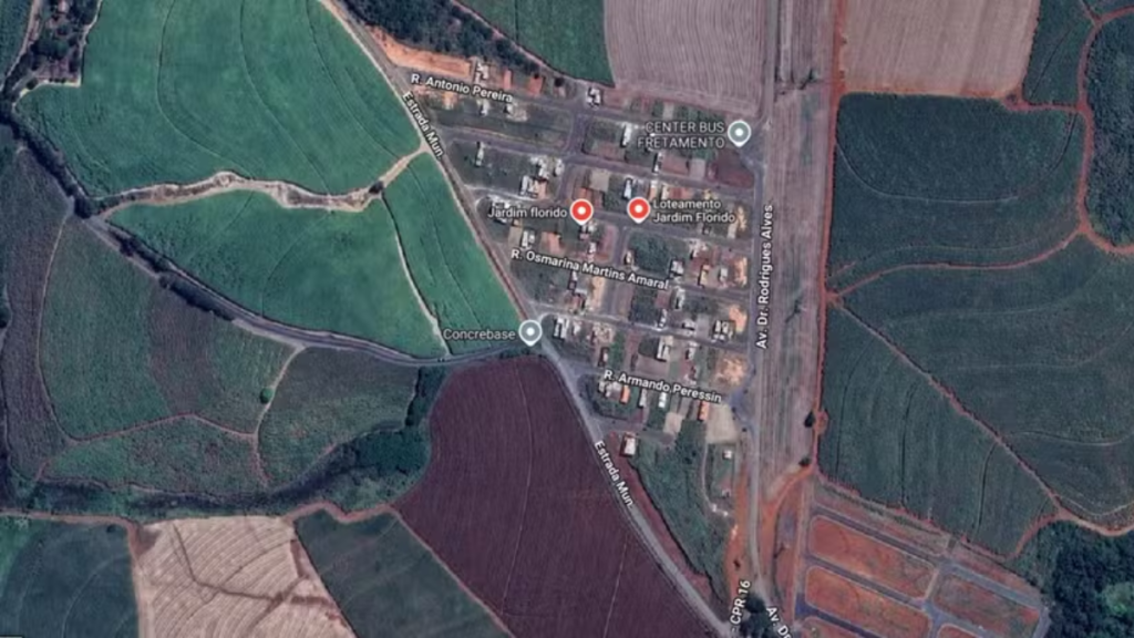 Mapa mostra a localização da estrada de terra onde o corpo da mulher foi encontrado, no bairro Jardim Florido, em Capivari (SP).