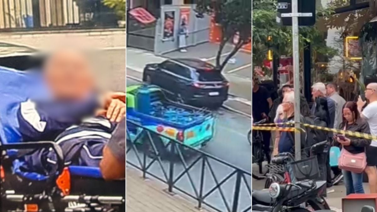Idoso perde controle de carro e atropela três pessoas na 'Rua Gastronômica' de Santos