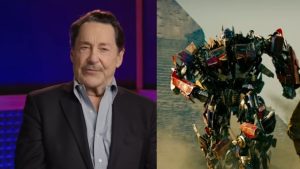 Peter Cullen, dublador de Optimus Prime em Transformers, aparece em foto à esquerda e, à direita, mostra o robô Optimus Prime em ação, em cena de filme. A matéria destaca a morte aos 85 anos.
