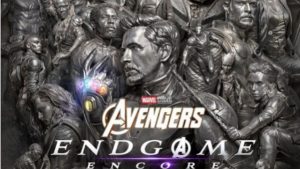 Vingadores: Ultimato volta aos cinemas com cenas inéditas e pós-créditos, com o elenco reunido no cartaz Avengers Endgame e a marca Marvel Studios ao centro.