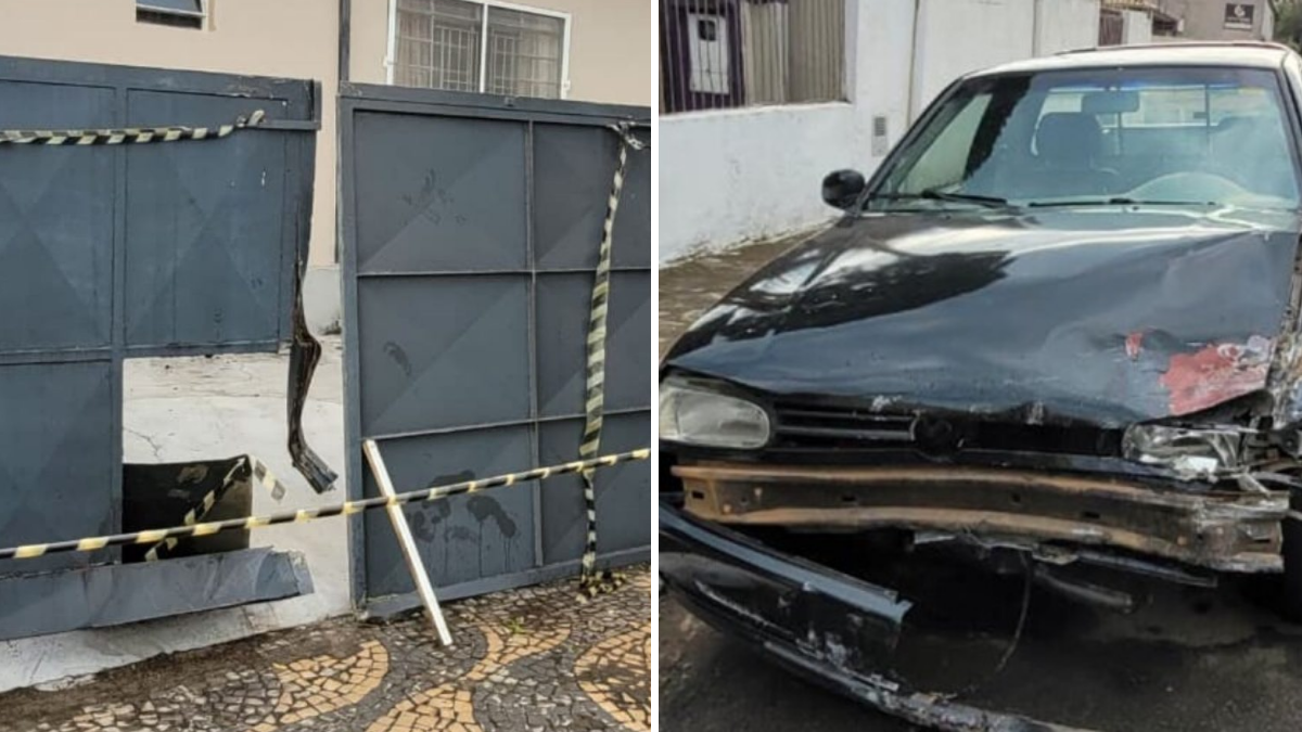 Carro derruba portão e bate em muro de casa; motorista é preso em Americana (1)