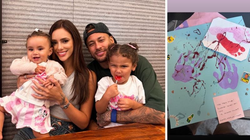 Neymar Jr. aparece ao lado de Bruna Biancardi e das duas filhas em foto familiar