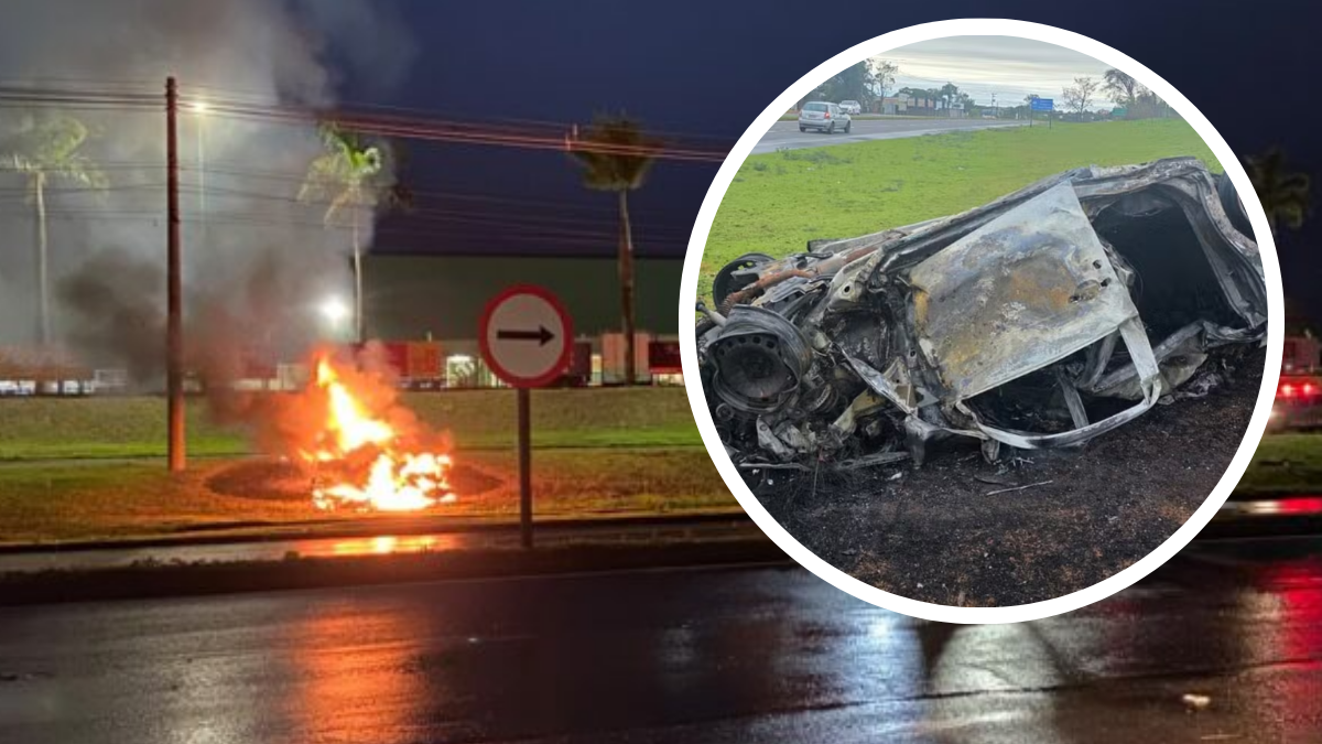 Cinco pessoas estavam em carro que capotou e pegou fogo em Jaguariúna
